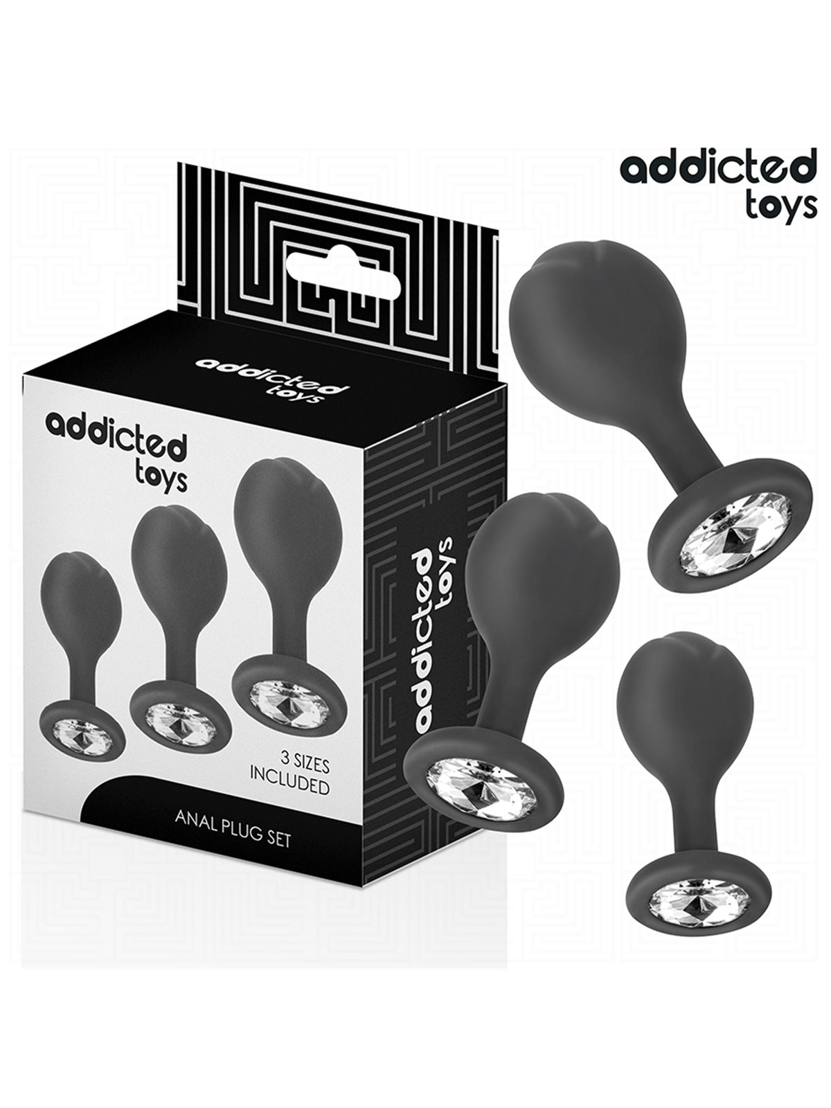 Addicted Toys - Set of 3 Anal Plugs with Diamond (3 Sizes)