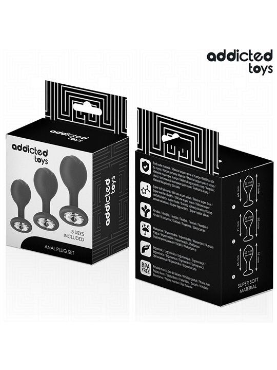 Addicted Toys - Set of 3 Anal Plugs with Diamond (3 Sizes)
