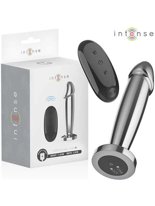 Intense - Plug Anale Dildo Vibrante in Metallo con Telecomando M