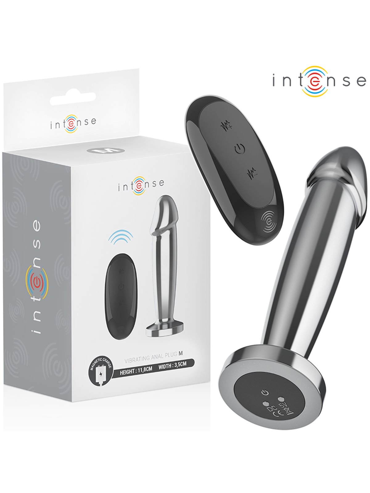 Intense - Metal Vibrating Anal Plug Dildo with Remote Control M