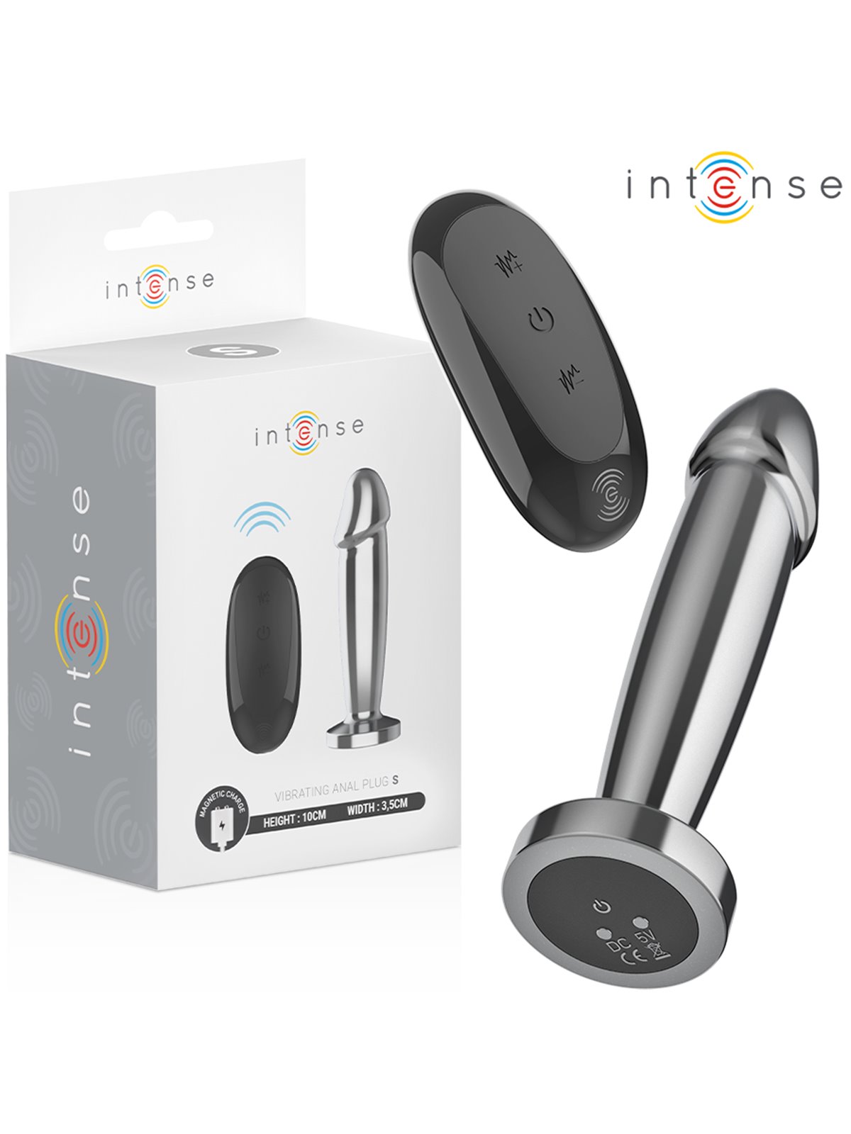 Intense - Plug Anale Dildo Vibrante in Metallo con Telecomando S