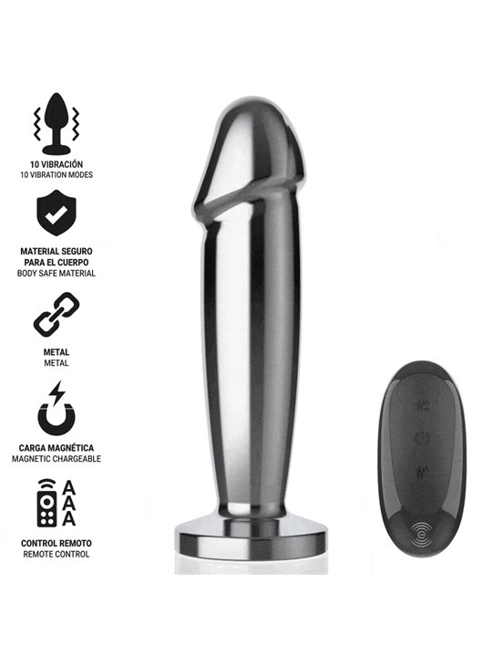 Intense - Plug Anale Dildo Vibrante in Metallo con Telecomando S