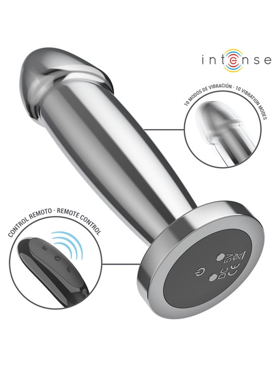 Intense - Plug Anale Dildo Vibrante in Metallo con Telecomando S