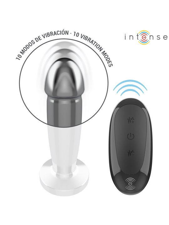 Intense - Plug Anale Dildo Vibrante in Metallo con Telecomando S