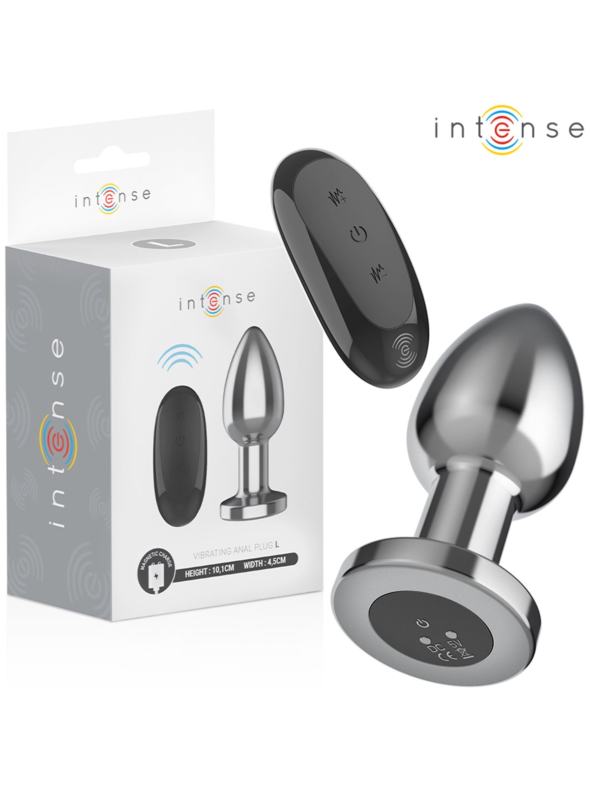 Intense - Metal Vibrating Anal Plug with Remote Control, Size L