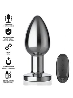 Intense - Metal Vibrating Anal Plug with Remote Control, Size L