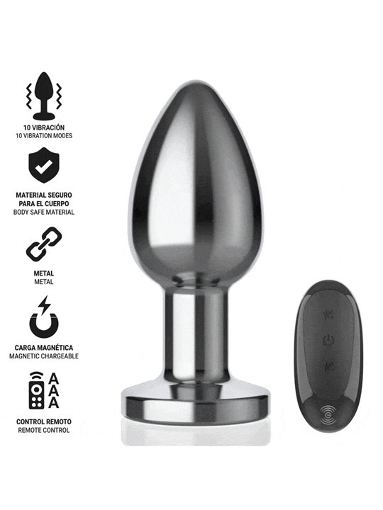 Intense - Metal Vibrating Anal Plug with Remote Control, Size L