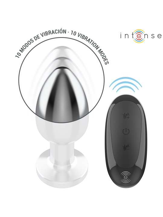 Intense - Metal Vibrating Anal Plug with Remote Control, Size L