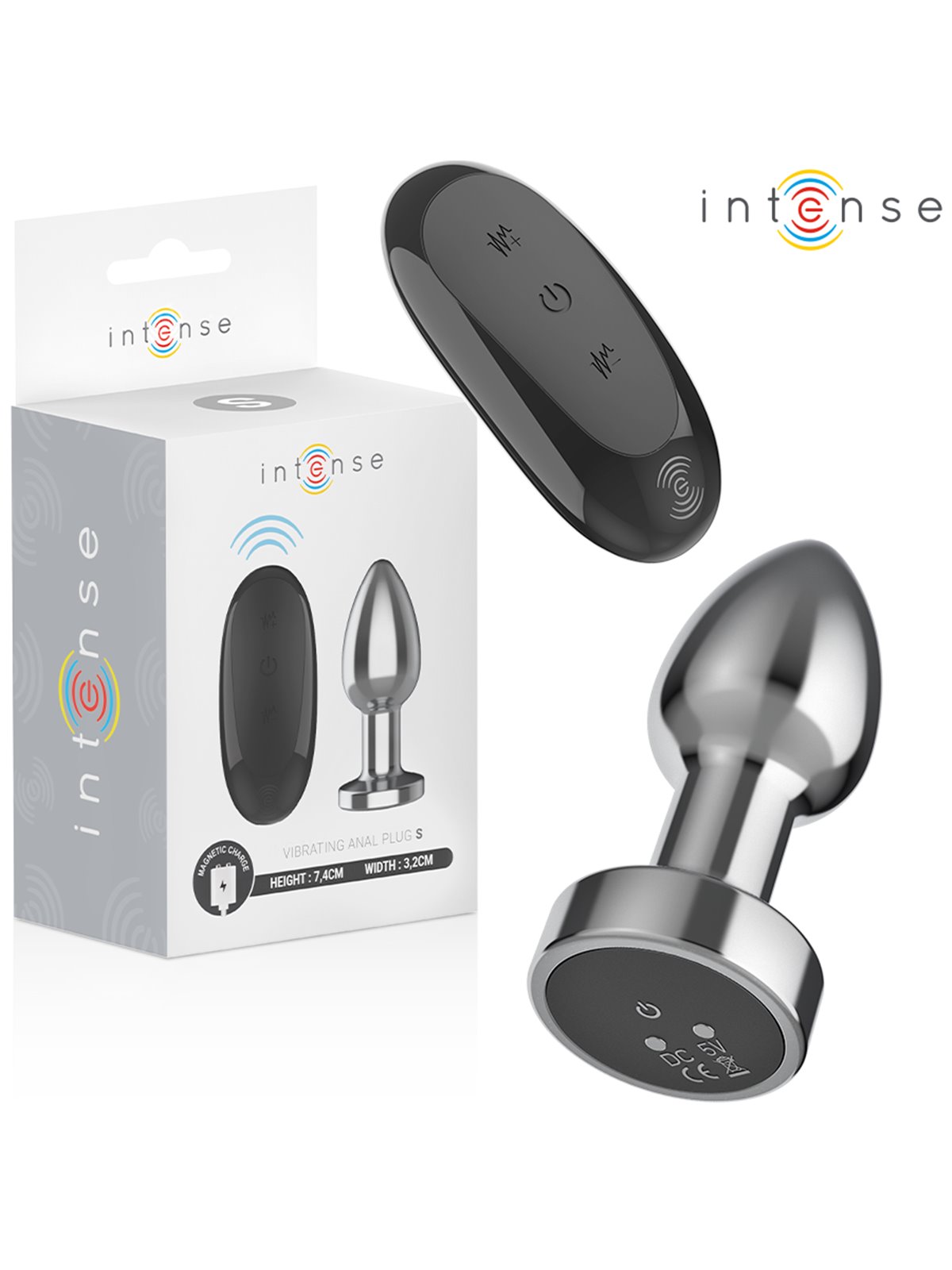 Intense - Vibrating Metal Anal Plug with Remote Control Size S