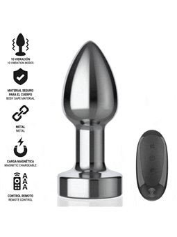 Intense - Vibrating Metal Anal Plug with Remote Control Size S