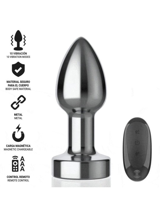 Intense - Vibrating Metal Anal Plug with Remote Control Size S