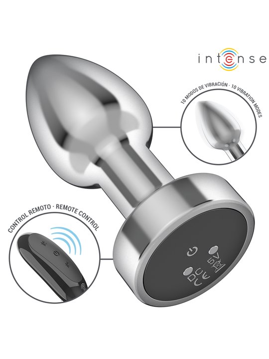 Intense - Vibrating Metal Anal Plug with Remote Control Size S