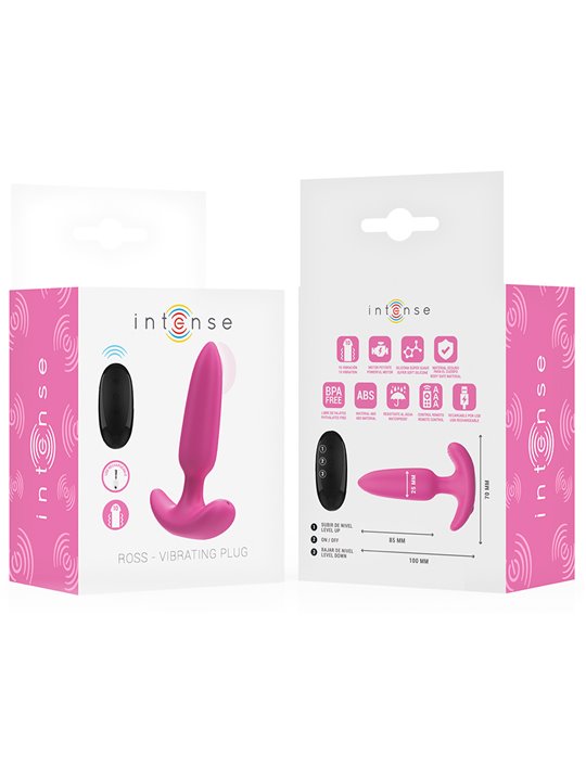 Intense Ross - Vibrating Pink Silicone Anal Plug with Remote Control