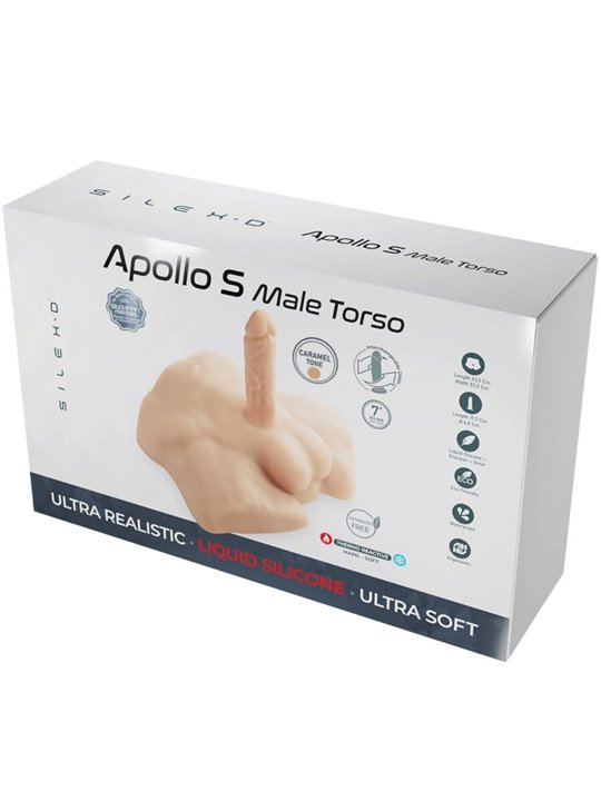 Silexd Apollo S - Busto Maschile Mulatto in Silicone con Dildo 17,7 Cm