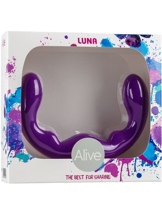 Alive Luna - Dildo Doppia Penetrazione in Silicone Viola 25 Cm
