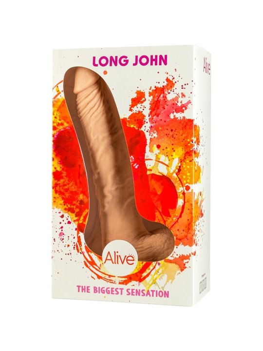 Alive Long John - Pene Realistico con Testicoli e Ventosa 21,8 Cm