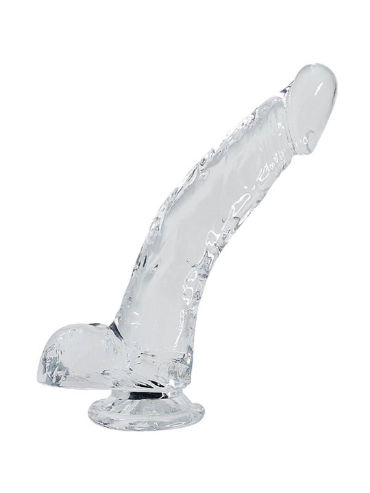 Alive Stallion - Pene Realistico Trasparente con Testicoli e Ventosa 22 Cm