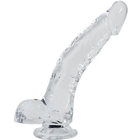 Alive Stallion - Pene Realistico Trasparente con Testicoli e Ventosa 22 Cm