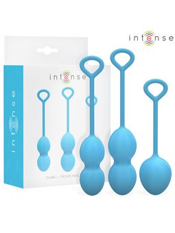 Intense Charli - Blue Silicone Kegel Balls, 3 pcs, 48/76/97 g