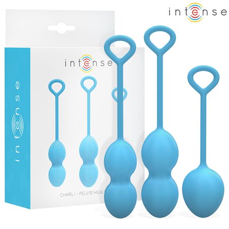 Intense Charli - Blue Silicone Kegel Balls, 3 pcs, 48/76/97 g