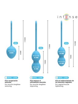 Intense Charli - Palle di Kegel in Silicone Blu 3 Pz 48/76/97 Gr.