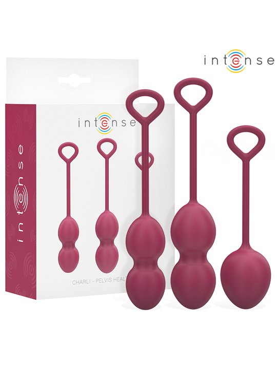 Intense Charli - Palle di Kegel in Silicone Bordeaux 3 Pz 48/76/97 Gr.
