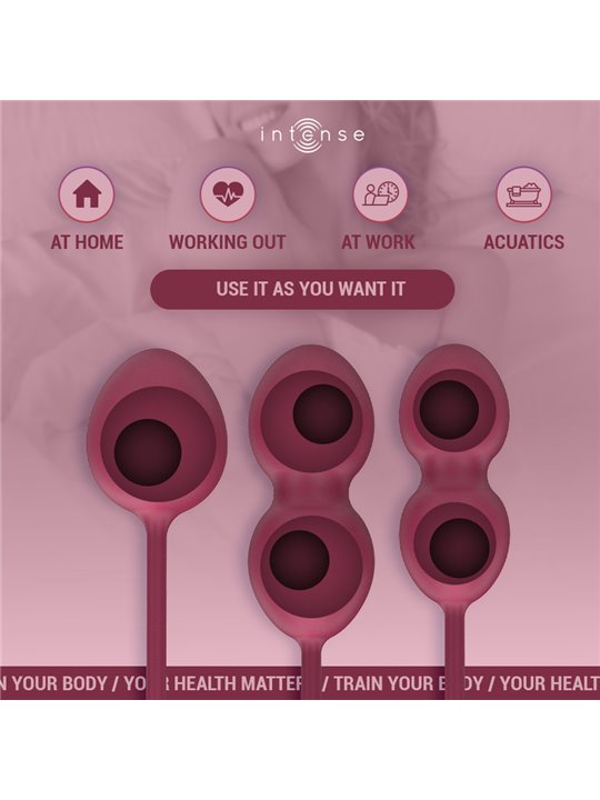 Intense Charli - Bordeaux Silicone Kegel Balls 3 pcs 48/76/97 g