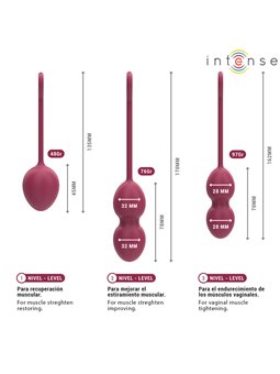 Intense Charli - Bordeaux Silicone Kegel Balls 3 pcs 48/76/97 g