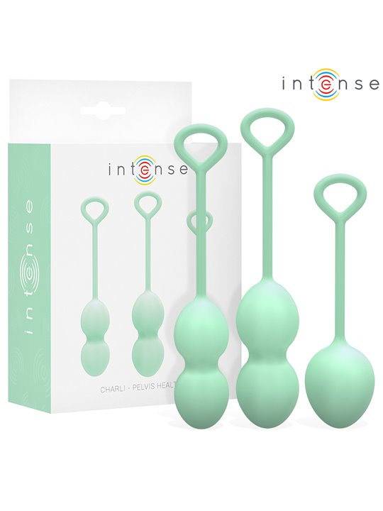 Intense Charli - Palle di Kegel in Silicone Verde 3 Pz 48/76/97 Gr.