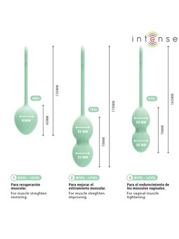 Intense Charli - Green Silicone Kegel Balls 3 pcs 48/76/97 g