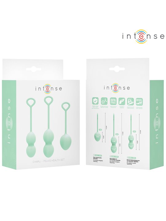 Intense Charli - Green Silicone Kegel Balls 3 pcs 48/76/97 g