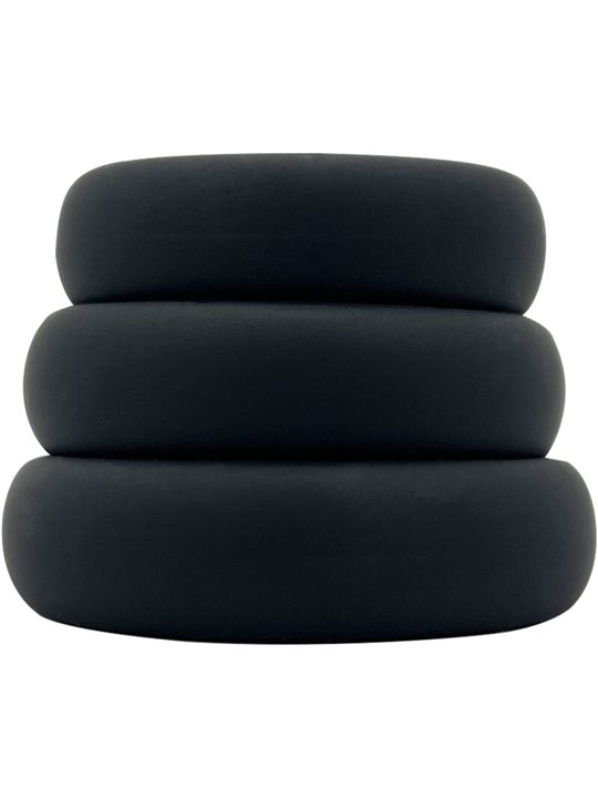 Alive Sensual Pleasure - 3-Piece Black Silicone Cock Ring Kit