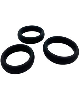Alive Sensual Pleasure - 3-Piece Black Silicone Cock Ring Kit