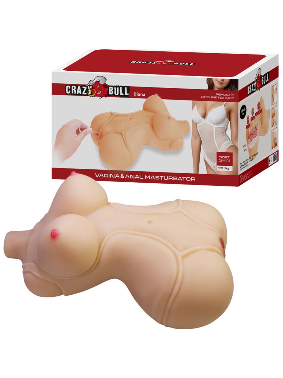 Crazy Bull Diana - Torso Femminile con Ano e Vagina Realistici 5 Kg