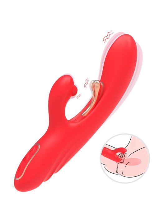 Armony - Red Silicone Rabbit Vibrator with Oscillating Tongue