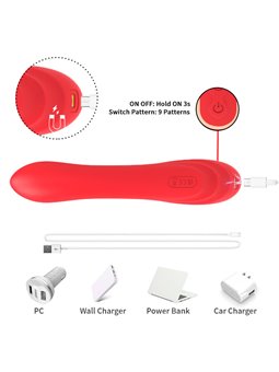 Armony - Red Silicone Rabbit Vibrator with Oscillating Tongue