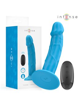 Intense Phoebe - Blue Realistic Vibrator with 10 Vibrations and Remote Control