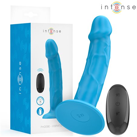 Intense Phoebe - Blue Realistic Vibrator with 10 Vibrations and Remote Control
