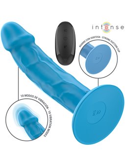Intense Phoebe - Blue Realistic Vibrator with 10 Vibrations and Remote Control