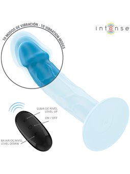 Intense Phoebe - Blue Realistic Vibrator with 10 Vibrations and Remote Control