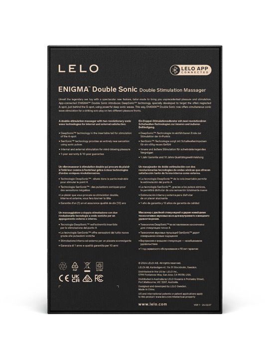 Lelo Enigma Double Sonic - Vibratore Massaggiatore Nero per Punto A