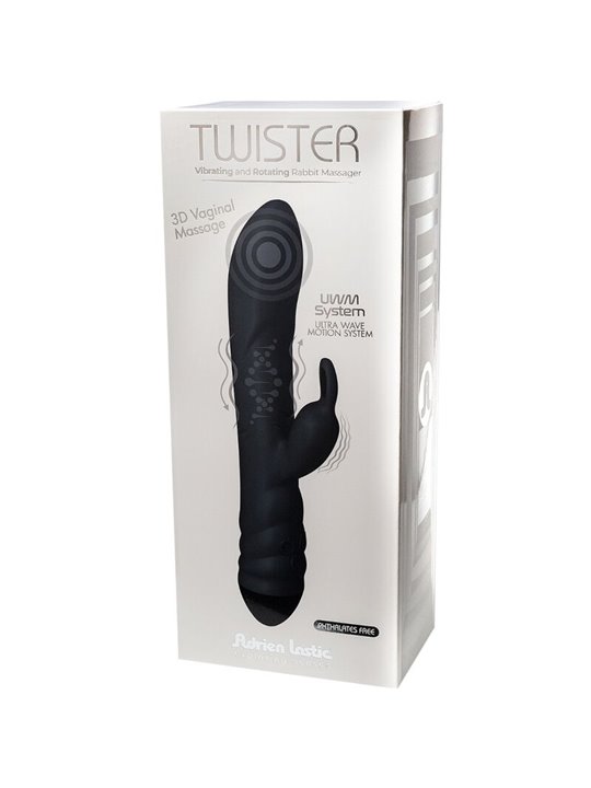 Adrien Lastic Twister - Vibratore Rotatore Rabbit in Silicone Nero