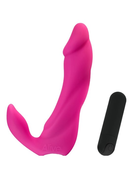 Alive Bifun Pro - Dildo Vibratore Realistico in Silicone Rosa 14,9 Cm