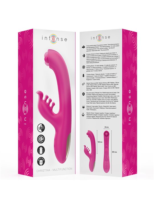 Intense Christina - Vibratore Rabbit Multifunzione 22,5 Cm Rosa
