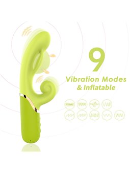 Armony - Inflatable Green Silicone Rabbit Vibrator 23.5 Cm