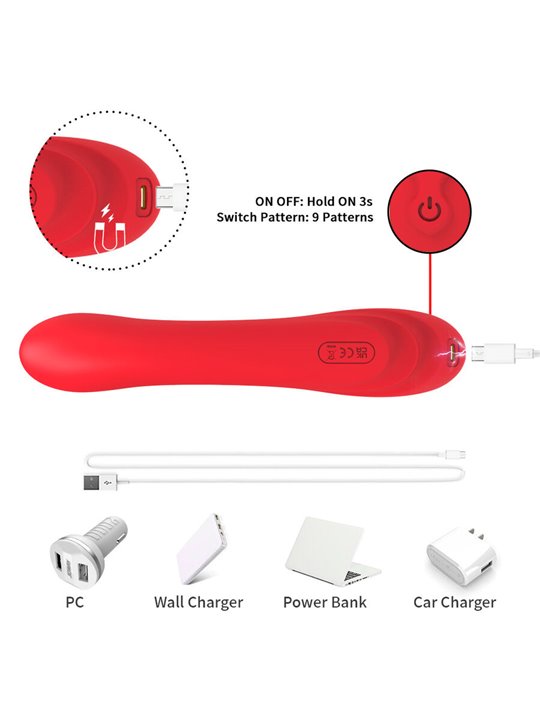 Armony - Vibratore Punto G in Silicone Rosso con Lingua Oscillante