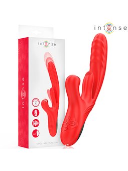 Intense Karol - Multifunction Vibrator with Thrusting and Stimulating Waves, Red