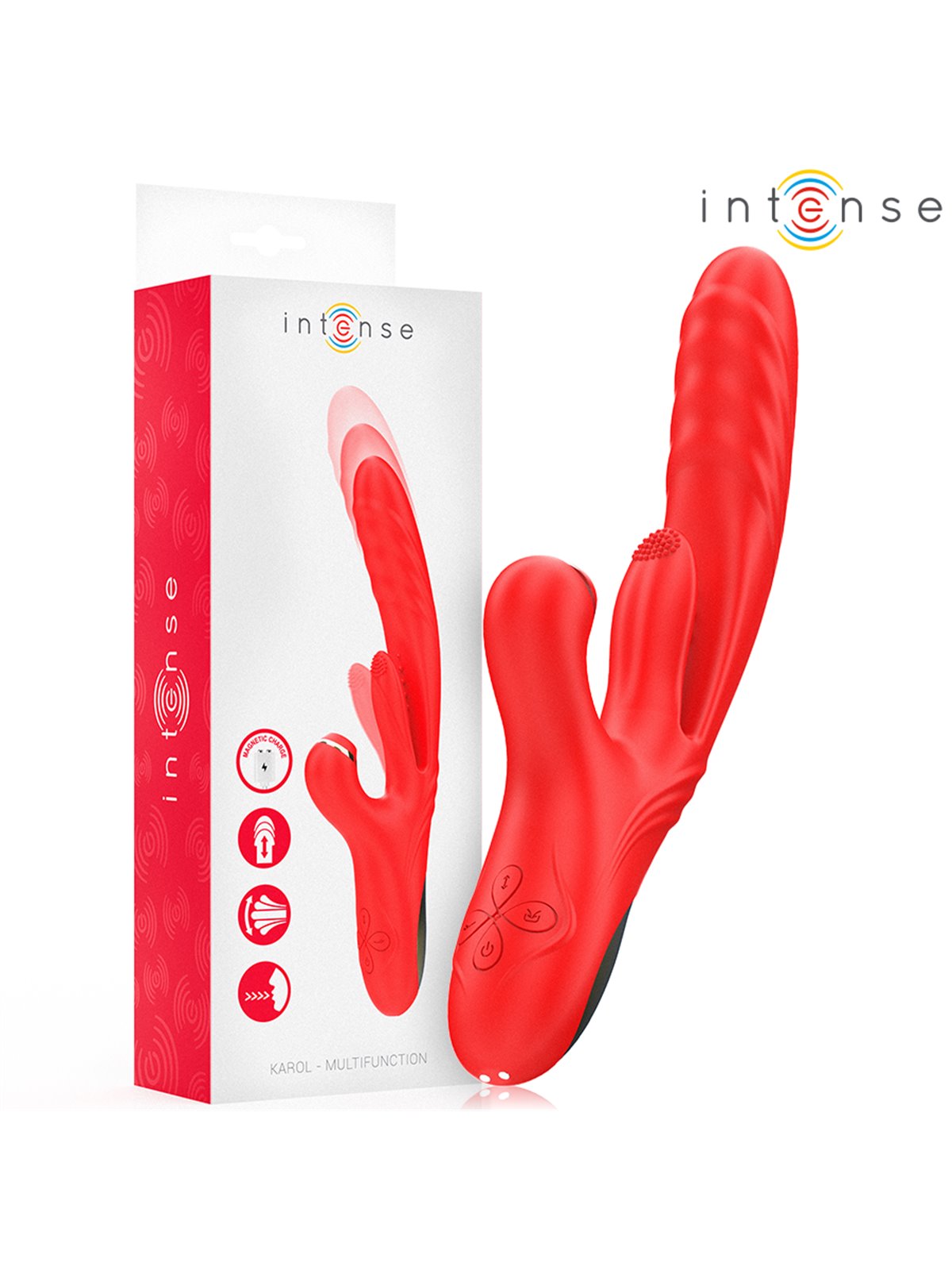 Intense Karol - Vibratore Multifunzione Spinta e Onde Stimolanti Rosso