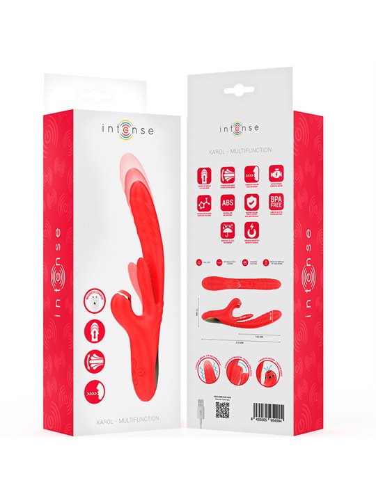 Intense Karol - Multifunction Vibrator with Thrusting and Stimulating Waves, Red