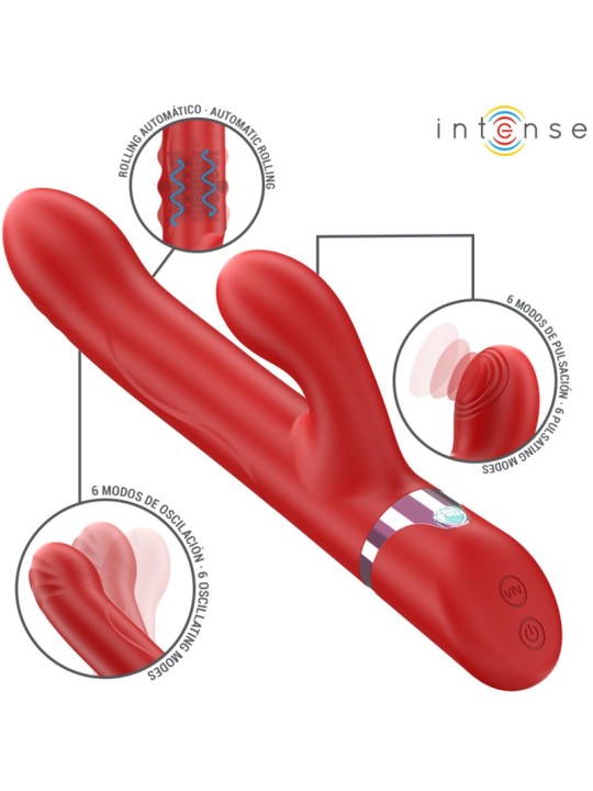 Intense Lele - Vibratore Multifunzione Rosso Rotante e Oscillante